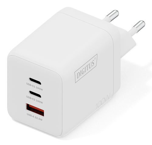 Digitus USB-Ladegerät 100 W – USB-C×2, USB-A×1 – GaN