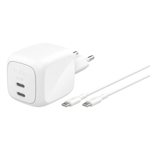 Belkin BOOSTCHARGE Ladegerät – 67 W, 2× USB-C, PD, PPS, inkl. 2 m Kabel