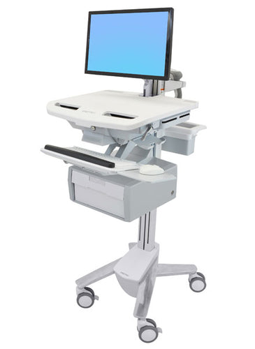 Ergotron StyleView – Computerwagen mit LCD-Arm, 1 Schublade, bis 24,0", VESA 75×75/100×100, Grau