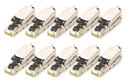 Digitus Cat6a Feldstecker (RJ-45) – STP, gerade, 10er-Pack, Silber