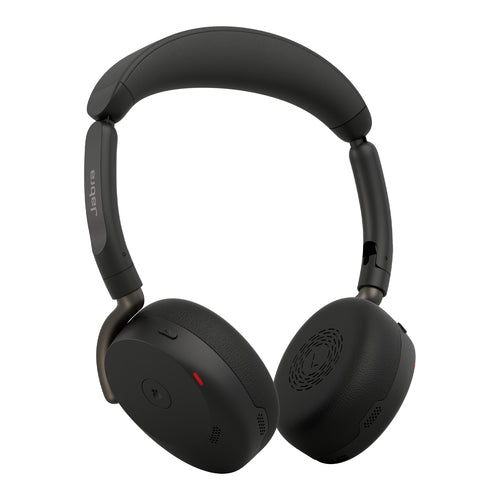 Jabra Evolve3 65 Flex Office-Headset – On-Ear, BT, MS Teams zertifiziert, mit USB-C-Dongle, Qi-Laden, Schwarz