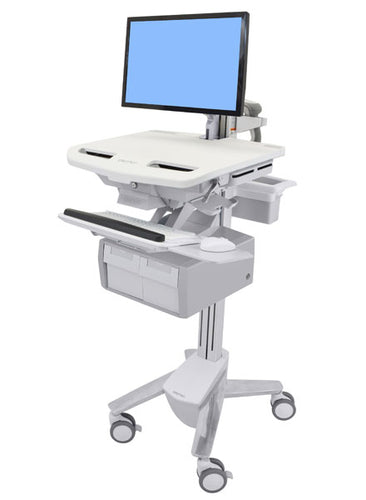 Ergotron StyleView – Computerwagen mit LCD-Arm, 2 Schubladen, höhenverstellbar, bis 24", Grau/Weiss