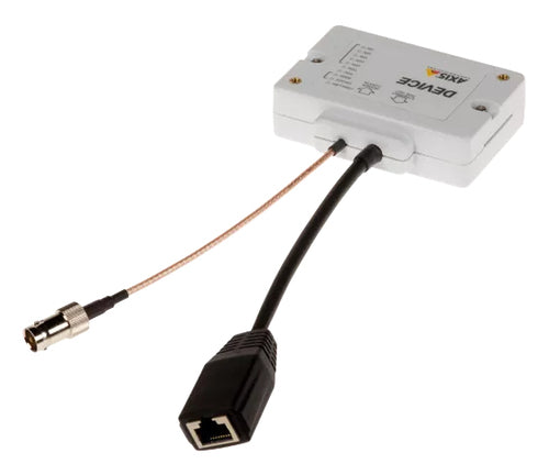 Axis T8643 Medienkonverter RJ-45 zu BNC – PoE+, IP44, Plug & Play – für AXIS T8645/T8648 – Schwarz/Weiss