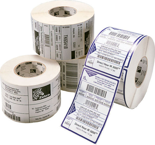 Zebra Gestanzte, selbstklebende Druckeretiketten, 102 mm × 102 mm, weiss, 12 Rollen (700 Etiketten/Rolle)