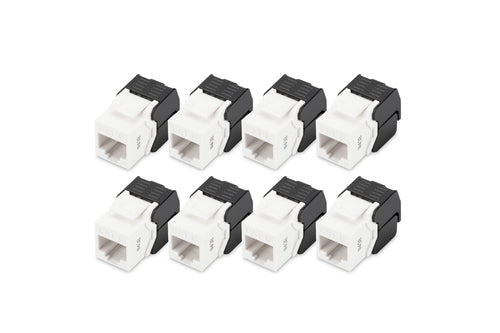 Digitus Keystone-Modul Cat6 – ungeschirmt, RJ-45, LSA, flach, schwarz/weiss, 8er-Pack