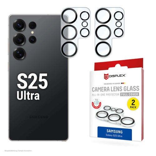 E.V.I. 02119 – Kameraobjektivschutz – für Galaxy S25 Ultra – 10H, Schwarz/Transparent