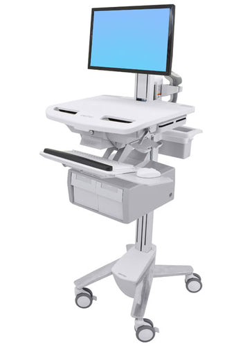 Ergotron StyleView – Computerwagen mit LCD-Pivot, höhenverstellbar, 2 Schubladen, bis 24", Weiss