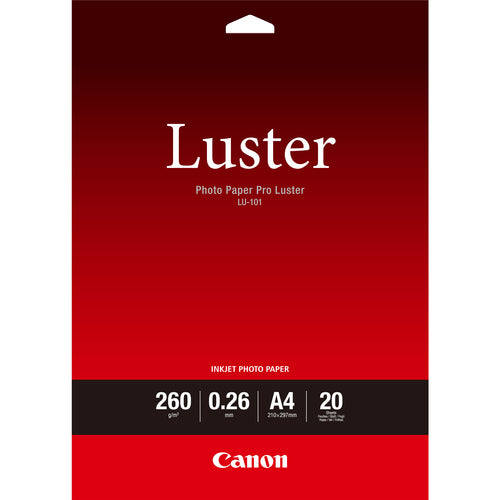 Canon Pro Luster Fotopapier – glänzend, A4, 260 g/m², 20 Blatt, einseitig – für Inkjet-Drucker