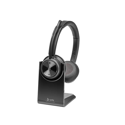 Poly Savi 7320 UC Stereo – Duo Headset – DECT – Boom-Mikrofon – Schwarz – für Microsoft Teams – bis 13 h