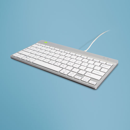 R-Go Tools Compact Break – Tastatur, kabelgebunden, US-Layout (EN), ergonomisch, Weiss