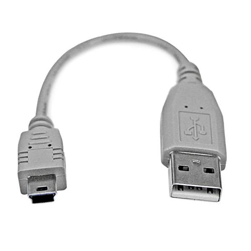 StarTech.com USB-A auf Mini-USB-B Kabel – USB 2.0 (480 Mbit/s) – 0,15 m – PVC-Mantel, Grau