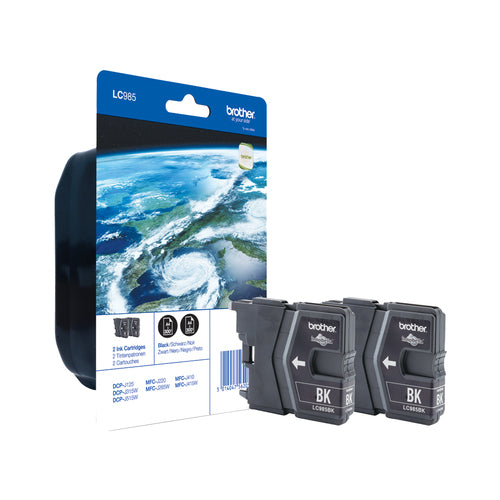 Brother LC985BKBP2 Tintenpatronen-Multipack, 2er-Set (Original) – für DCP-J515W/DCPJ125/DCPJ140W …