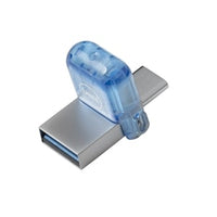 DELL AB135396 USB-Stick 128 GB – USB-A/USB-C USB 3.2 Gen 1, 100/15 MB/s, Drehring, Blau, Silber