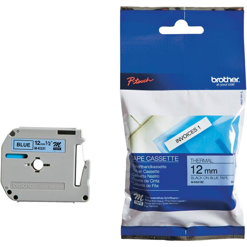 Brother M-K531 Schriftband – Schwarz auf Blau – 12 mm × 8 m – für Brother PT-80, PT-90