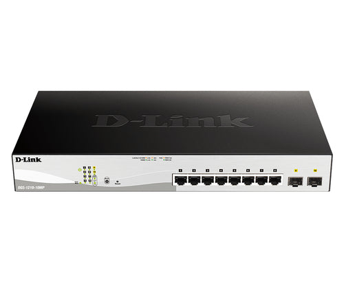 D-Link DGS-1210-10MP/E – Managed Switch – 8×GbE, 2×SFP, L2, PoE+ 130 W, 19" Rack