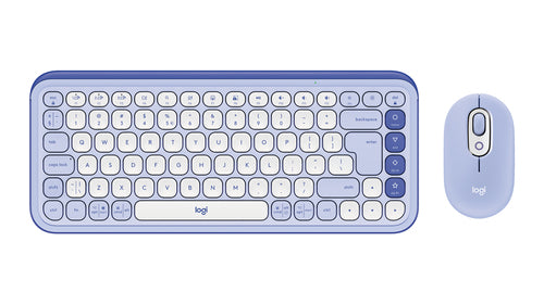 Logitech POP Icon Combo – Tastatur-Maus-Set – Mini – Schere – Bluetooth – QWERTY (US-INT) – Lila/Weiss