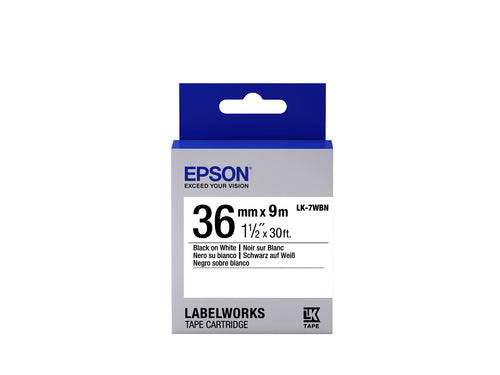 Epson Schriftband – 36 mm × 9 m, weiss, schwarz, STD – LK-7WBN