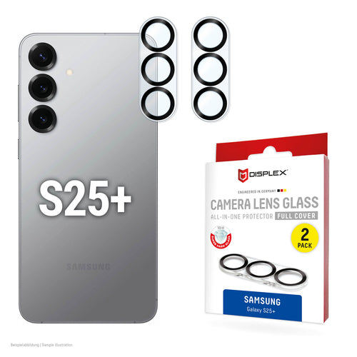E.V.I. DISPLEX CamGlass – Kameraobjektivschutz – für Samsung Galaxy S25+ –  – Schwarz/Transparent