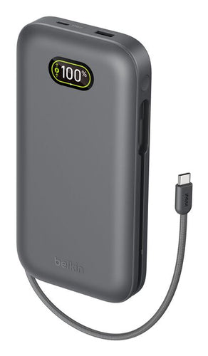 Belkin UltraCharge Pro Powerbank 27'000 mAh – 140 W PD, 1× USB-C, 1× USB-A, grau, für Laptop & Smartphone