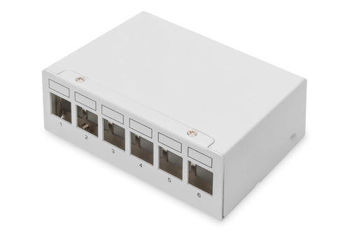 Digitus Patchpanel – 6-Port, geschirmt, Stahl, Wandmontage, Grau, 112×44×86 mm