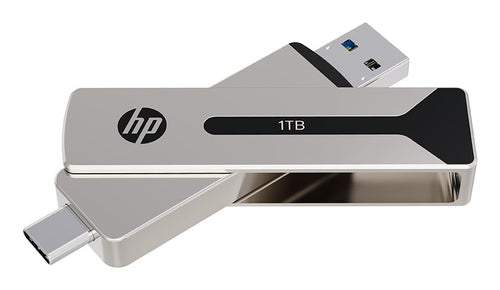 PNY 911 Pro – 512 GB USB-Stick, USB-C/USB-A 3.2 Gen 2, 1 000/900 MB/s, Drehring, Silber