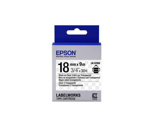 Epson Schriftband – 18 mm × 9 m, transparent, schwarz – LK-5TBN