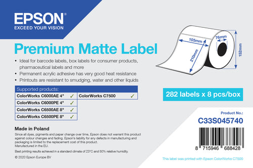 Epson Etiketten (Rolle), 105 mm × 210 mm, 282 Etiketten