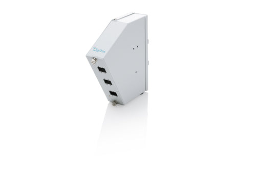 Digitus Aufputz-Box, (6×SC + 1×LC-Quad), DIN-Schiene, abgewinkelt – grau