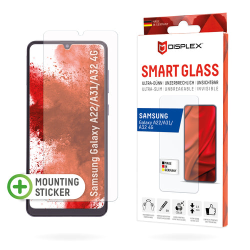 Displex Displayschutz (Panzerglas), 9H – für Galaxy A22/A31/A32 4G