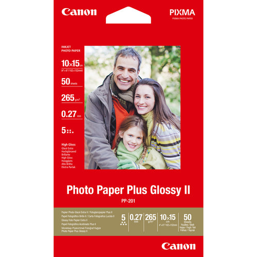 Canon Fotopapier – hochglänzend, 100 × 150 mm, 265 g/m², 50 Blatt, einseitig – für Inkjet-Drucker