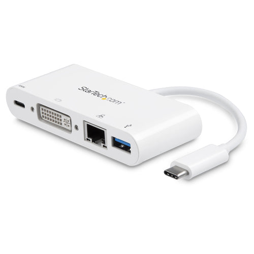 StarTech.com Multiport-Adapter – USB-C, 1× DVI, 1× USB-A, 1× USB-C, 60 W PD, GbE, für Windows/Mac/ChromeOS