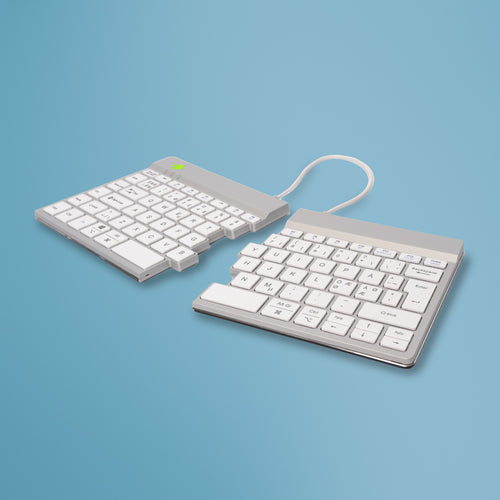 R-Go Tools Split Break – Tastatur, kabellos (Bluetooth), US-Layout (EN), ergonomisch, Weiss