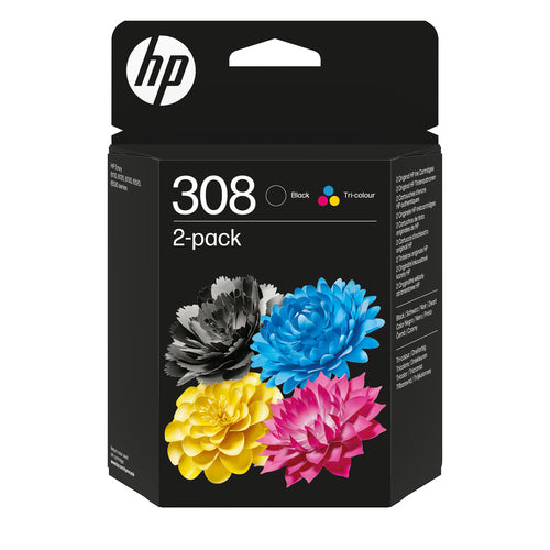 HP Tintenpatronen-Multipack 308, Schwarz/3-Farbig, 2er-Pack – für 308