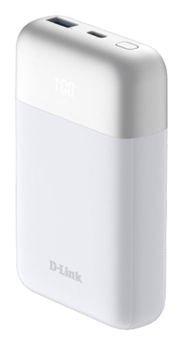 D-Link Powerbank 10'000 mAh – 18 W PD, 1× USB-C, 1× USB-A, weiss