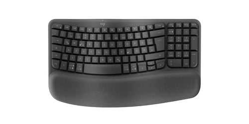 Logitech Wave Keys Ergonomisch Central-419 – Tastatur, Kabellos (Bluetooth/2,4 GHz), DE-Layout (DE), Ergonomisch