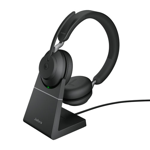 Jabra Evolve2 65 MS Stereo – Duo Headset – USB‑A, Bluetooth, mit Ladestation – für Microsoft Teams