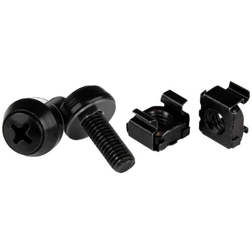 StarTech.com Schrauben + Käfigmuttern M6 – 12 mm, Schwarz, 50 Stk.