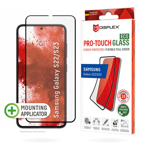 Displex Displayschutz (Panzerglas), Full Cover – für Galaxy S22/S23 – mit Applikator