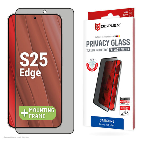 Displex Privacy-Filter (Panzerglas), Full Cover – für Galaxy S25 Edge – mit Applikator