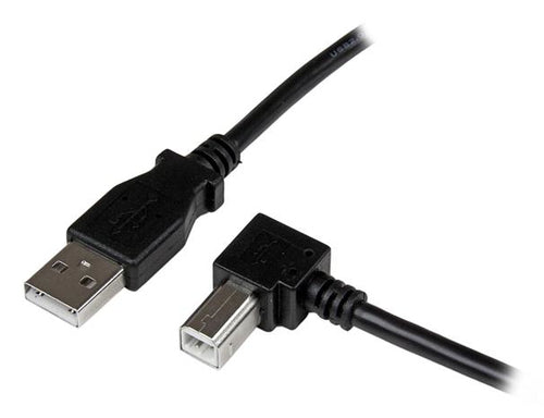 StarTech.com USB-A auf USB-B Kabel – USB 2.0 (480 Mbit/s) – 3 m – Abgewinkelt – Schwarz