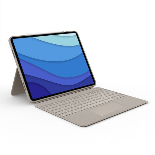 Logitech Combo Touch – Tastatur, IT-Layout (IT), mit Touchpad, Sand – für iPad Pro 12,9" (5. Gen.)