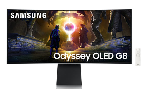Samsung G85SD (S34DG850SU) – Monitor, 34", OLED, 175 Hz, 250 cd/m², Tizen, Silber
