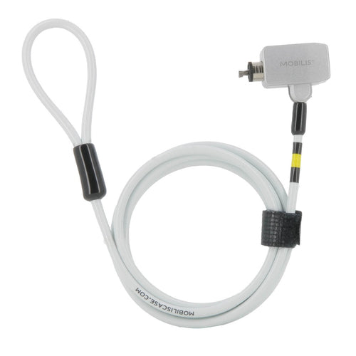 Mobilis Notebook-Kabelschloss, 1,8 m Kabel, Stahl, 4 mm, 3 Schlüssel – für Laptop – Weiss