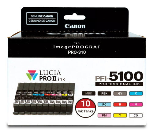 Canon PFI-5100 Tintenpatronen-Multipack, MBK/PBK/C/M/Y/PC/PM/R/GY/CO (Original)