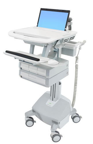 Ergotron StyleView SV44-1142-C – Laptop-Computerwagen, 4 Schubladen, mit LiFe-Akku, Grau/Weiss