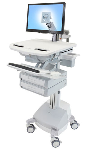 Ergotron StyleView SV44-1221-C – Computerwagen mit LCD-Arm, 2 Schubladen, mit SLA-Akku, bis 24", Grau/Weiss