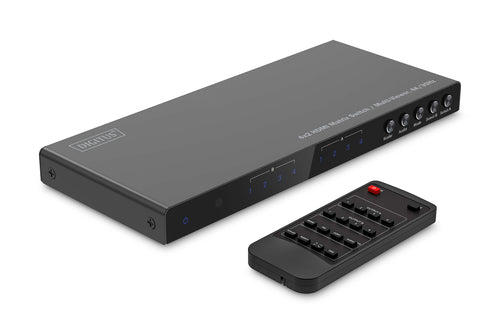 Digitus 4×2 HDMI AV-Matrix-Umschalter – 4K/30 Hz, 10,2 Gbit/s, HDMI 1.4 – Schwarz, Metall