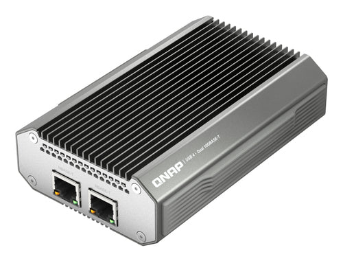 QNAP QNA-UC10G2T Netzwerkadapter USB-C zu 2× RJ-45 – 2× 10GBase-T (10 Gbit/s) – für NAS und Windows/Mac/Linux