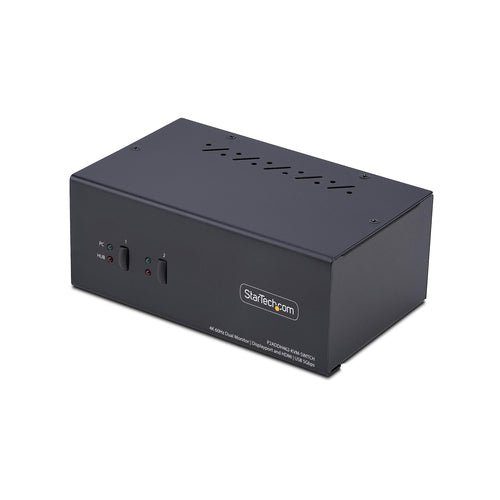 StarTech.com 2-Port Dual-View DP/HDMI KVM-Switch – 4K/60 Hz, USB 3.0-Hub, Audio