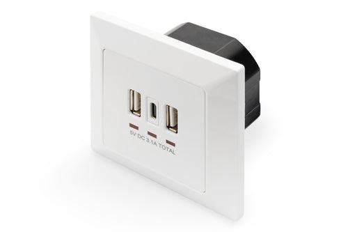 Digitus Steckdoseneinheit – 2×USB‑A + 1×USB‑C, Unterputz, 5 V/3,1 A